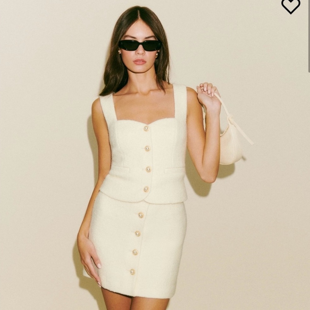 Reformation Cream Mini Skirt